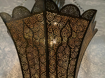 Monumental 88-Inch Moroccan Pierced Brass Chandelier Handcrafted in Marrakech – view 5