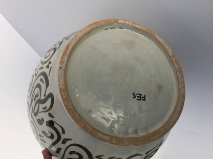 Large Moroccan Glazed Ceramic Vase from Fez with Arabic Calligraphy Writing — Morocco