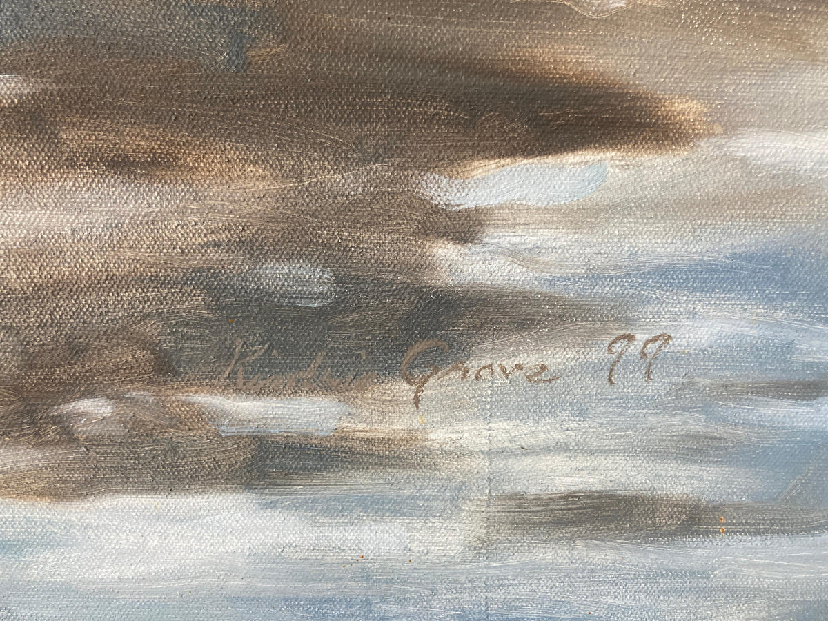 Kindrie Grove African Zebras at an Oasis Large Oil on Canvas Painting, 1999 — detail view 7