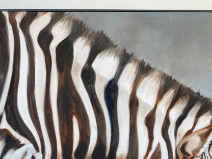 Kindrie Grove African Zebras at an Oasis Large Oil on Canvas Painting, 1999 — detail view 11