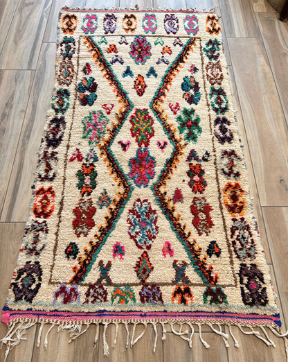 Vintage Moroccan Azilal Berber Boucherouite Rug, 1960s Hand-Knotted — Morocco