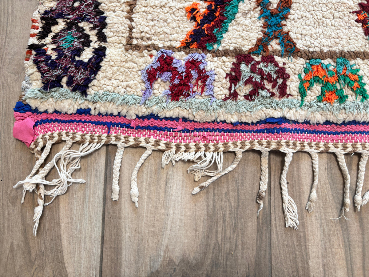 Vintage Moroccan Azilal Berber Boucherouite Rug, 1960s Hand-Knotted — Morocco