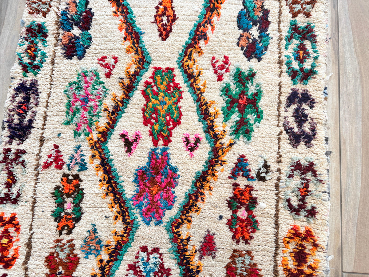 Vintage Moroccan Azilal Berber Boucherouite Rug, 1960s Hand-Knotted — Morocco