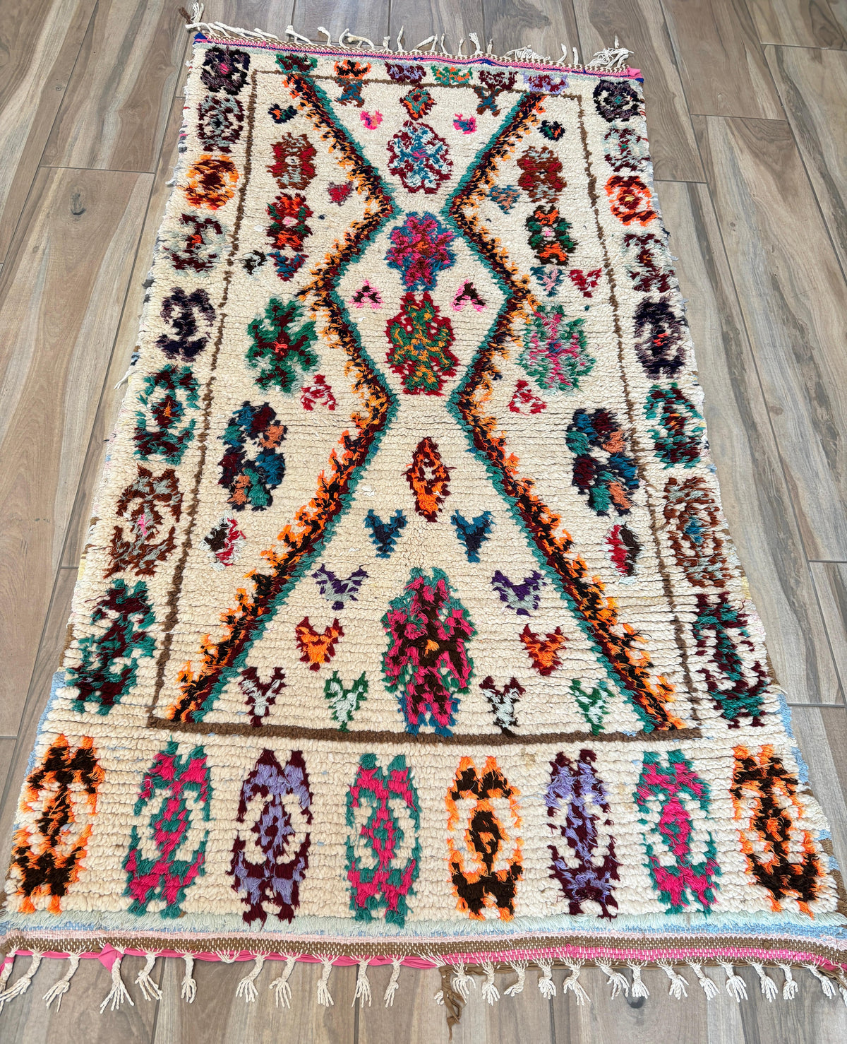 Vintage Moroccan Azilal Berber Boucherouite Rug, 1960s Hand-Knotted — Morocco