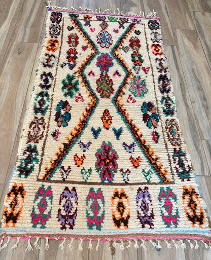 Vintage Moroccan Azilal Berber Boucherouite Rug, 1960s Hand-Knotted — Morocco