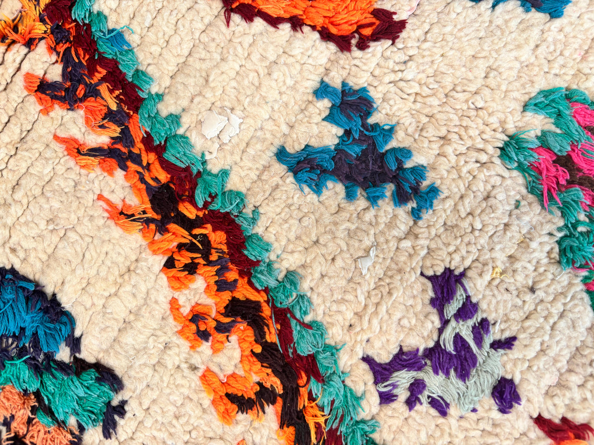 Vintage Moroccan Azilal Berber Boucherouite Rug, 1960s Hand-Knotted — Morocco