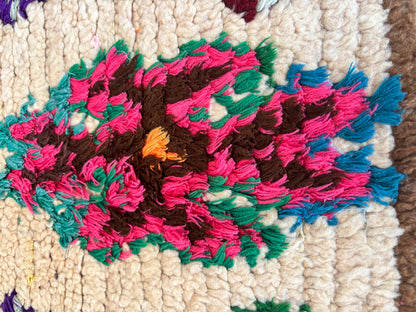 Vintage Moroccan Azilal Berber Boucherouite Rug, 1960s Hand-Knotted — Morocco
