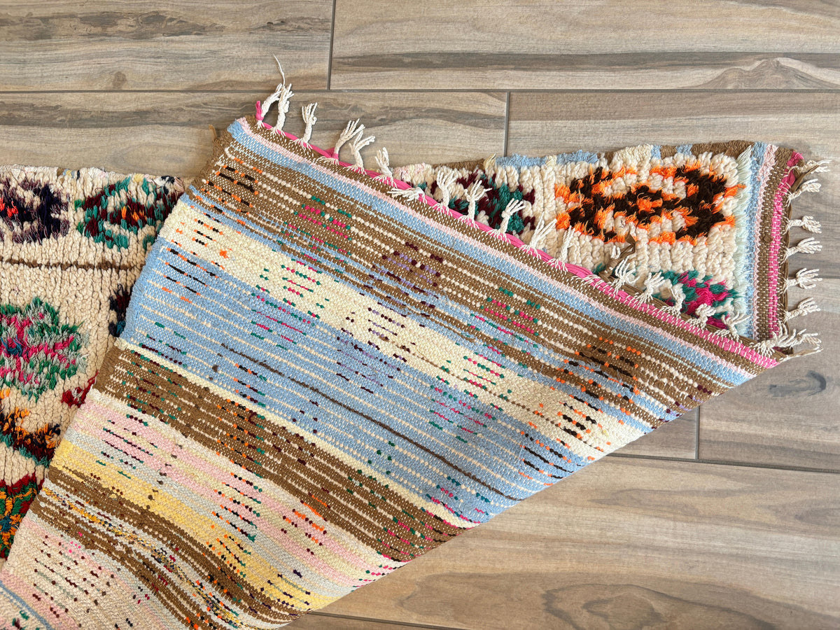 Vintage Moroccan Azilal Berber Boucherouite Rug, 1960s Hand-Knotted — Morocco
