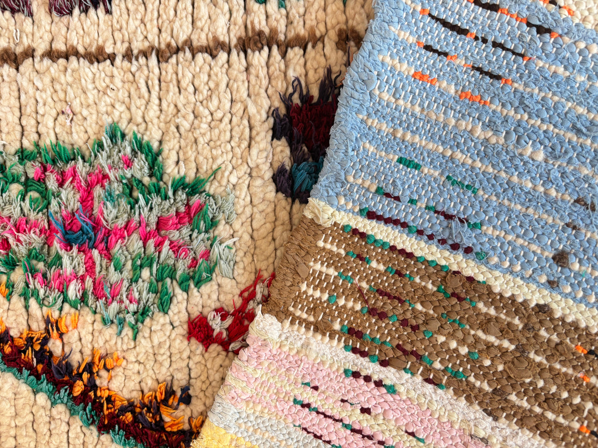 Vintage Moroccan Azilal Berber Boucherouite Rug, 1960s Hand-Knotted — Morocco