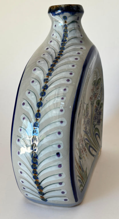 Vintage Erandi Tonalá Pottery Flask Vase, Hand-Painted, Signed, Circa 1970s — additional view 9