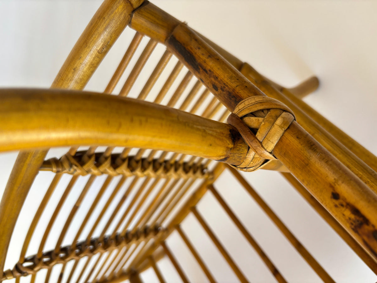 Vintage Bamboo and Rattan Magazine Rack, Hand-Braided Wicker — additional view 11