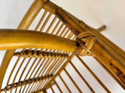 Vintage Bamboo and Rattan Magazine Rack, Hand-Braided Wicker — additional view 11