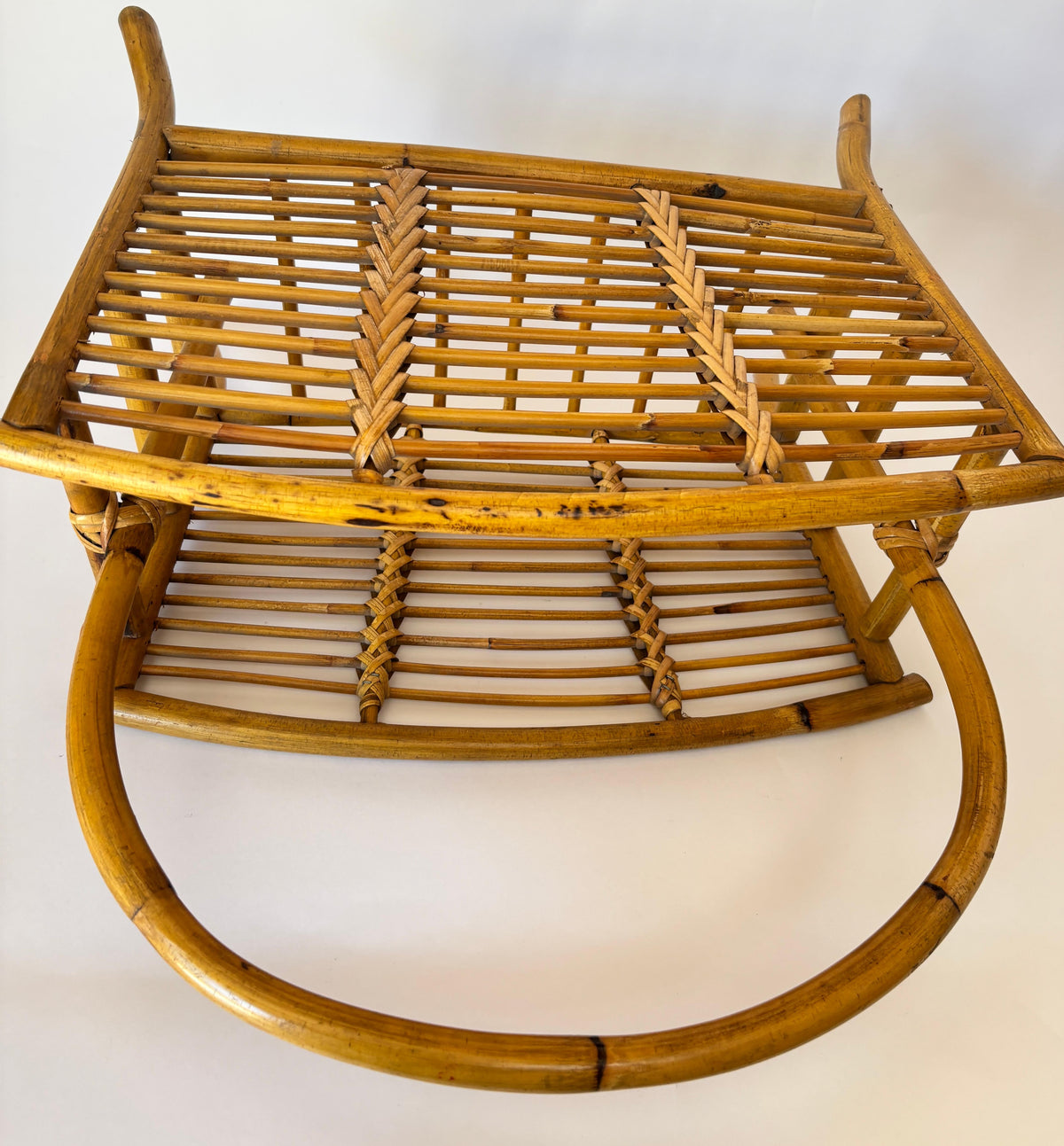 Vintage Bamboo and Rattan Magazine Rack, Hand-Braided Wicker — additional view 16