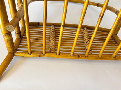 Vintage Bamboo and Rattan Magazine Rack, Hand-Braided Wicker — additional view 18