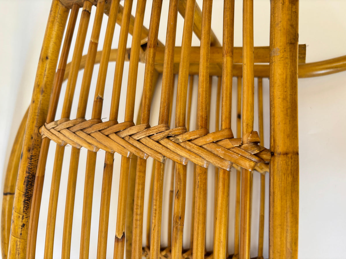 Vintage Bamboo and Rattan Magazine Rack, Hand-Braided Wicker — additional view 20