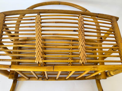 Vintage Bamboo and Rattan Magazine Rack, Hand-Braided Wicker — additional view 19
