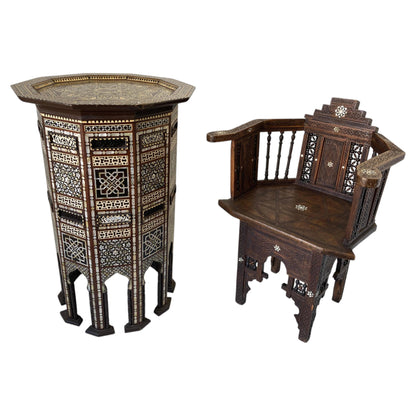 Pair of Antique Ottoman Moorish Abalone Mother-of-Pearl Inlaid Pedestal Tables – view 18