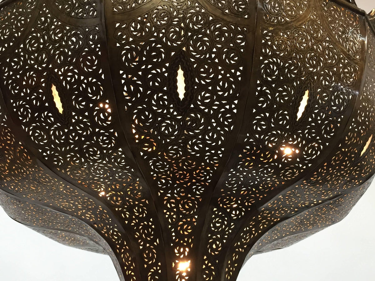 Vintage Large Brass Moroccan Chandelier in Alberto Pinto Moorish Style – view 7