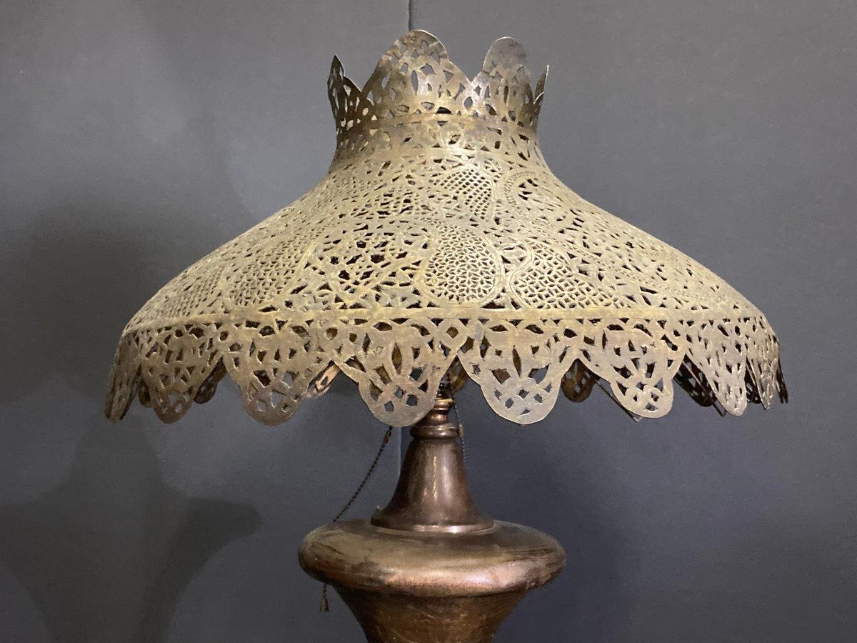 Antique Middle Eastern Handcrafted Moorish Islamic Brass Floor Lamp 19th Century — detail view 5