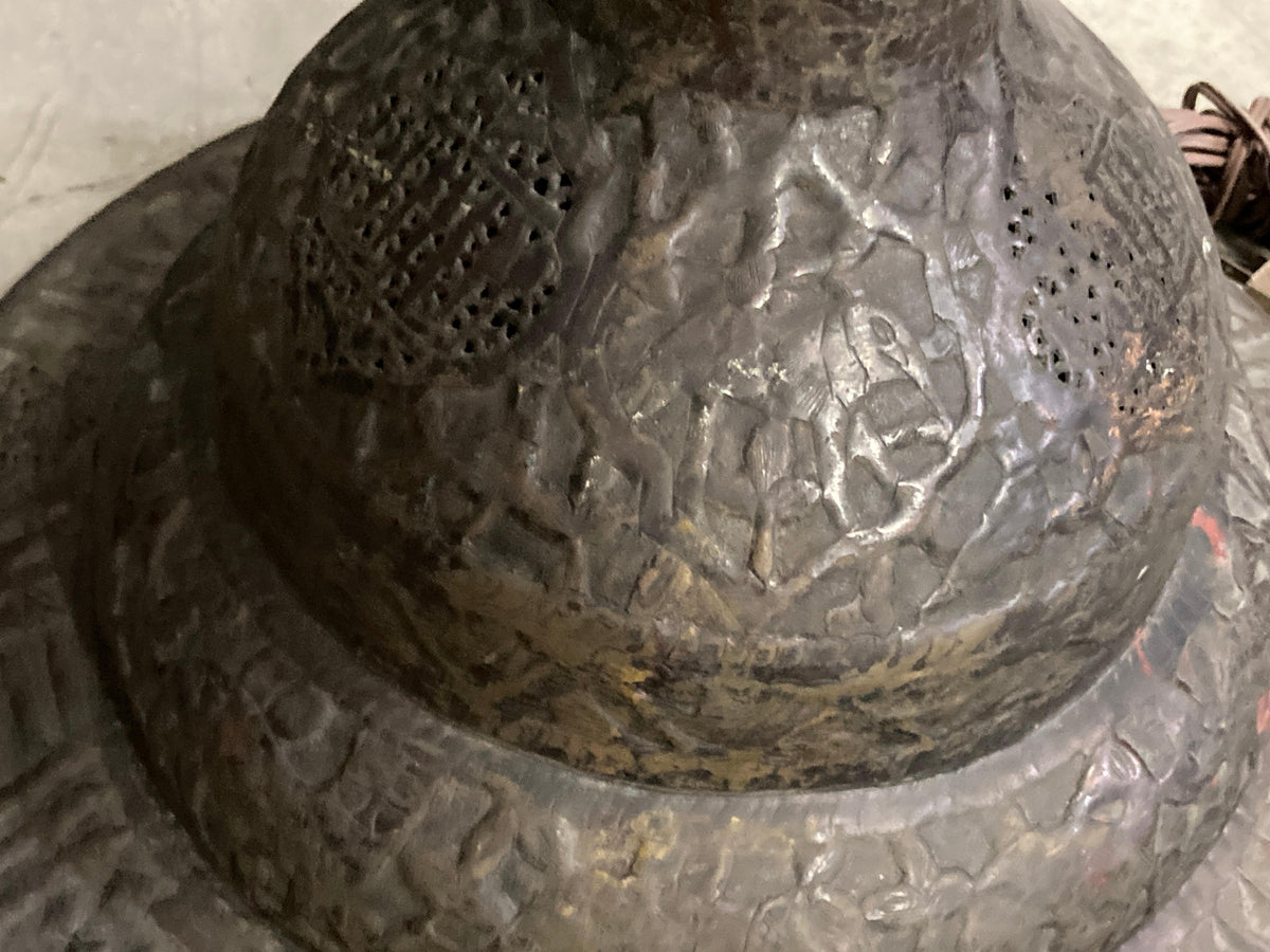 Antique Middle Eastern Handcrafted Moorish Islamic Brass Floor Lamp 19th Century — detail view 12
