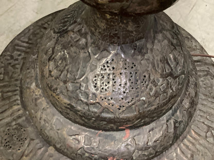 Antique Middle Eastern Handcrafted Moorish Islamic Brass Floor Lamp 19th Century — detail view 13
