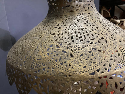 Antique Middle Eastern Handcrafted Moorish Islamic Brass Floor Lamp 19th Century — detail view 14