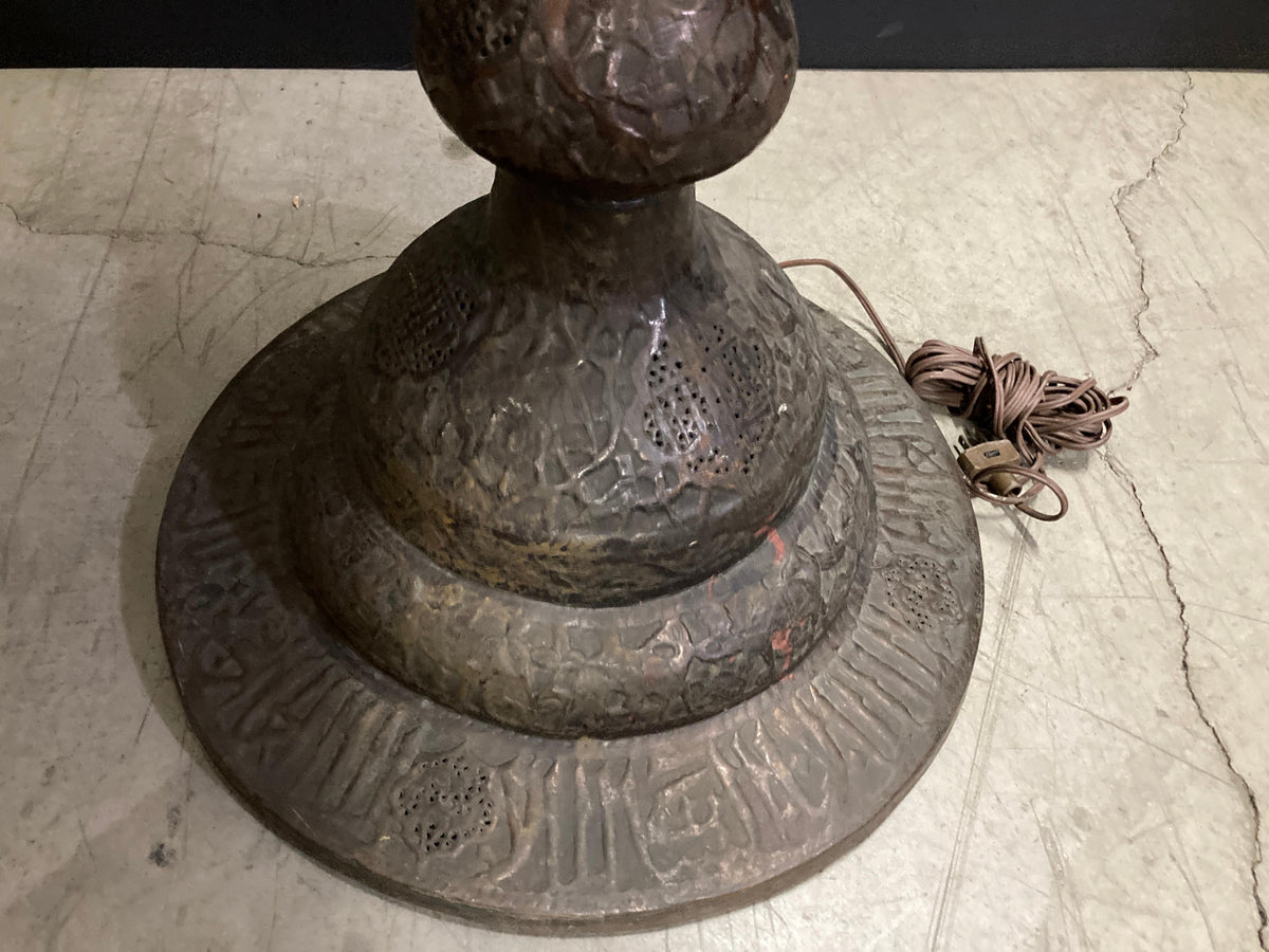 Antique Middle Eastern Handcrafted Moorish Islamic Brass Floor Lamp 19th Century — detail view 19