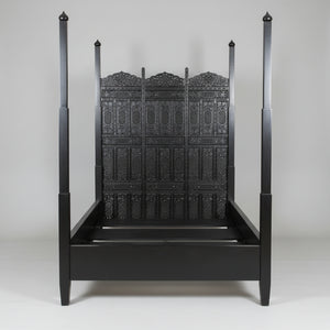 Hand-Carved Indo-Portuguese Moorish Queen Four-Poster Bed, India, 2000