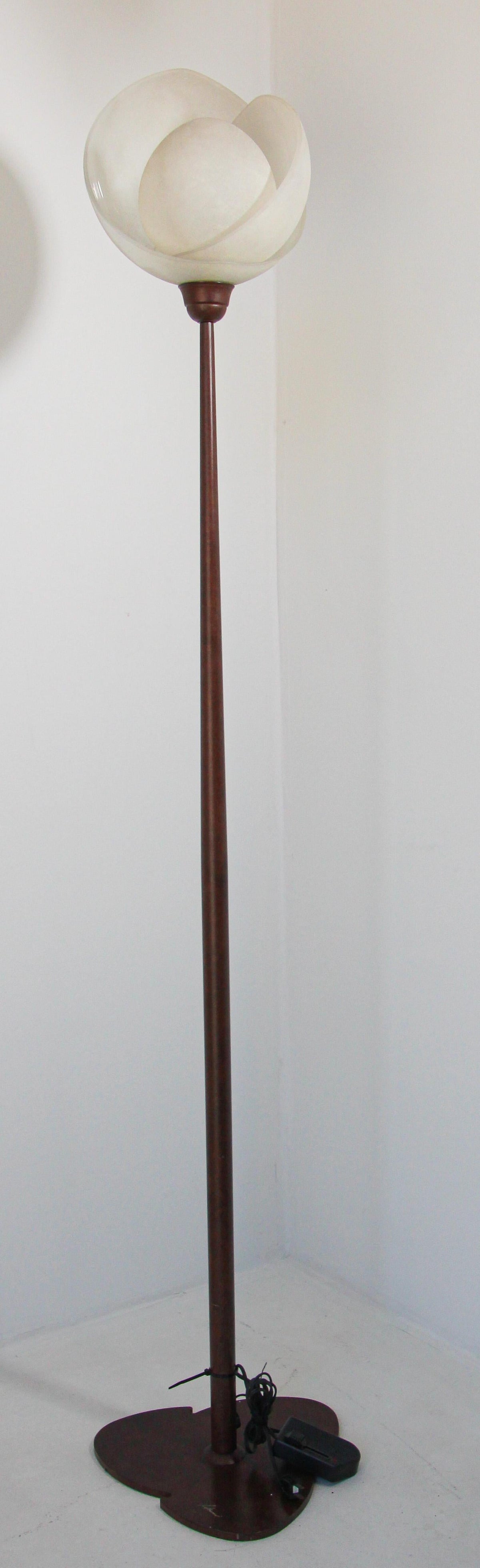 Metal Floor Lamp with Murano Glass Frosted Shade by Relco Milano, Italy, 1980s — detail view 3