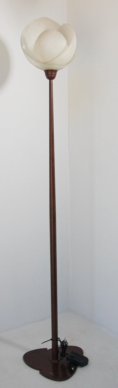 Metal Floor Lamp with Murano Glass Frosted Shade by Relco Milano, Italy, 1980s — detail view 3