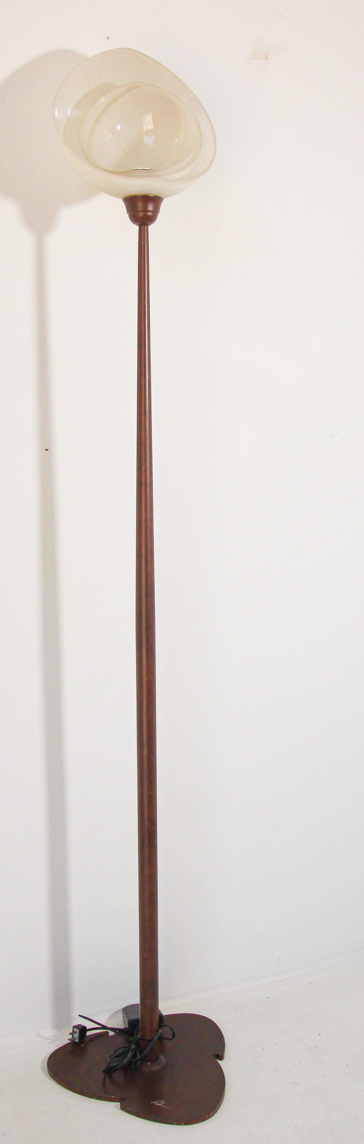 Metal Floor Lamp with Murano Glass Frosted Shade by Relco Milano, Italy, 1980s — detail view 14