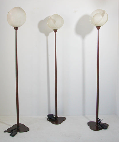 Metal Floor Lamp with Murano Glass Frosted Shade by Relco Milano, Italy, 1980s — detail view 17