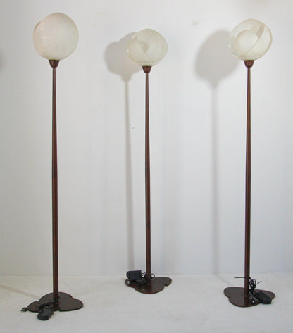 Metal Floor Lamp with Murano Glass Frosted Shade by Relco Milano, Italy, 1980s — detail view 19