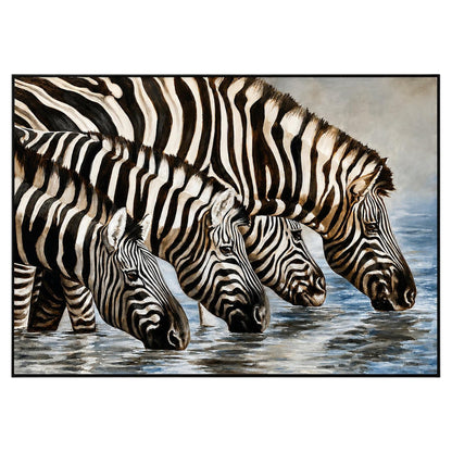 Kindrie Grove African Zebras at an Oasis Large Oil on Canvas Painting, 1999 — detail view 2