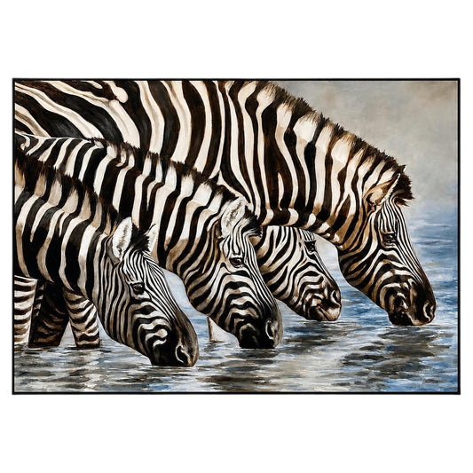Kindrie Grove African Zebras at an Oasis Large Oil on Canvas Painting, 1999 — Canada