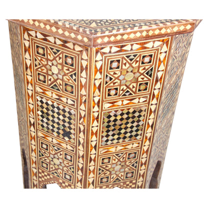 Pair of Moroccan Moorish Octagonal Pedestal Tables with Mother-of-Pearl