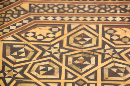 Pair of Moroccan Moorish Octagonal Pedestal Tables with Mother-of-Pearl