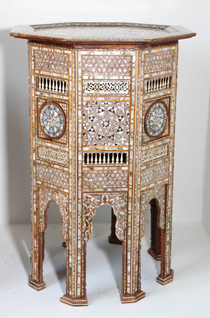 Pair of Large Antique Ottoman Moorish Abalone, Mother-of-Pearl and Bone Inlaid