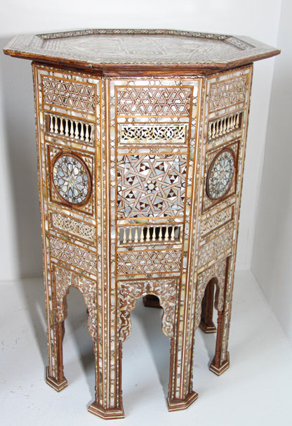 Pair of Large Antique Ottoman Moorish Abalone, Mother-of-Pearl and Bone Inlaid