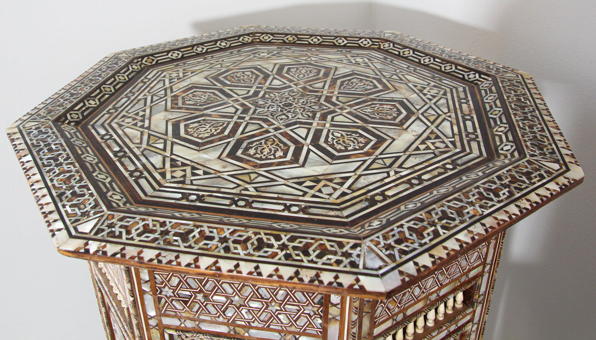 Pair of Large Antique Ottoman Moorish Abalone, Mother-of-Pearl and Bone Inlaid