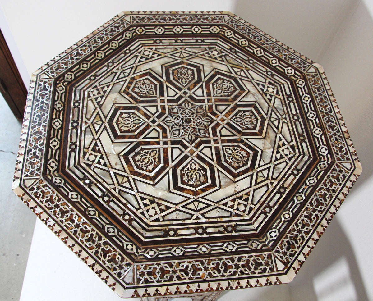 Pair of Large Antique Ottoman Moorish Abalone, Mother-of-Pearl and Bone Inlaid