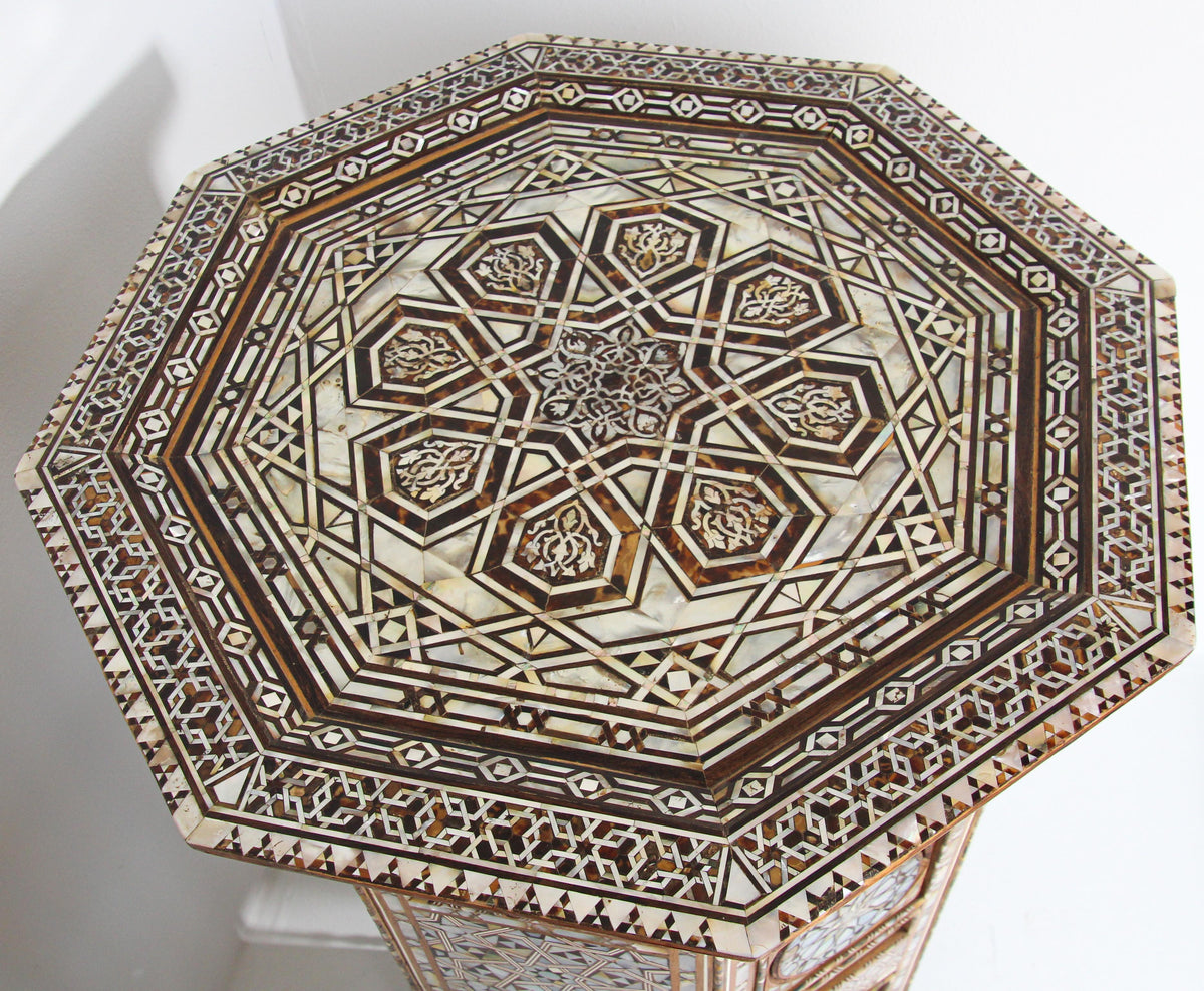Pair of Large Antique Ottoman Moorish Abalone, Mother-of-Pearl and Bone Inlaid