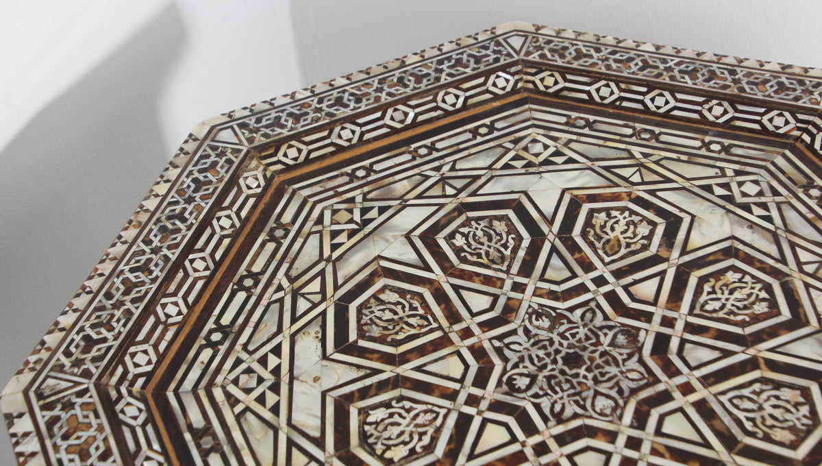Pair of Large Antique Ottoman Moorish Abalone, Mother-of-Pearl and Bone Inlaid