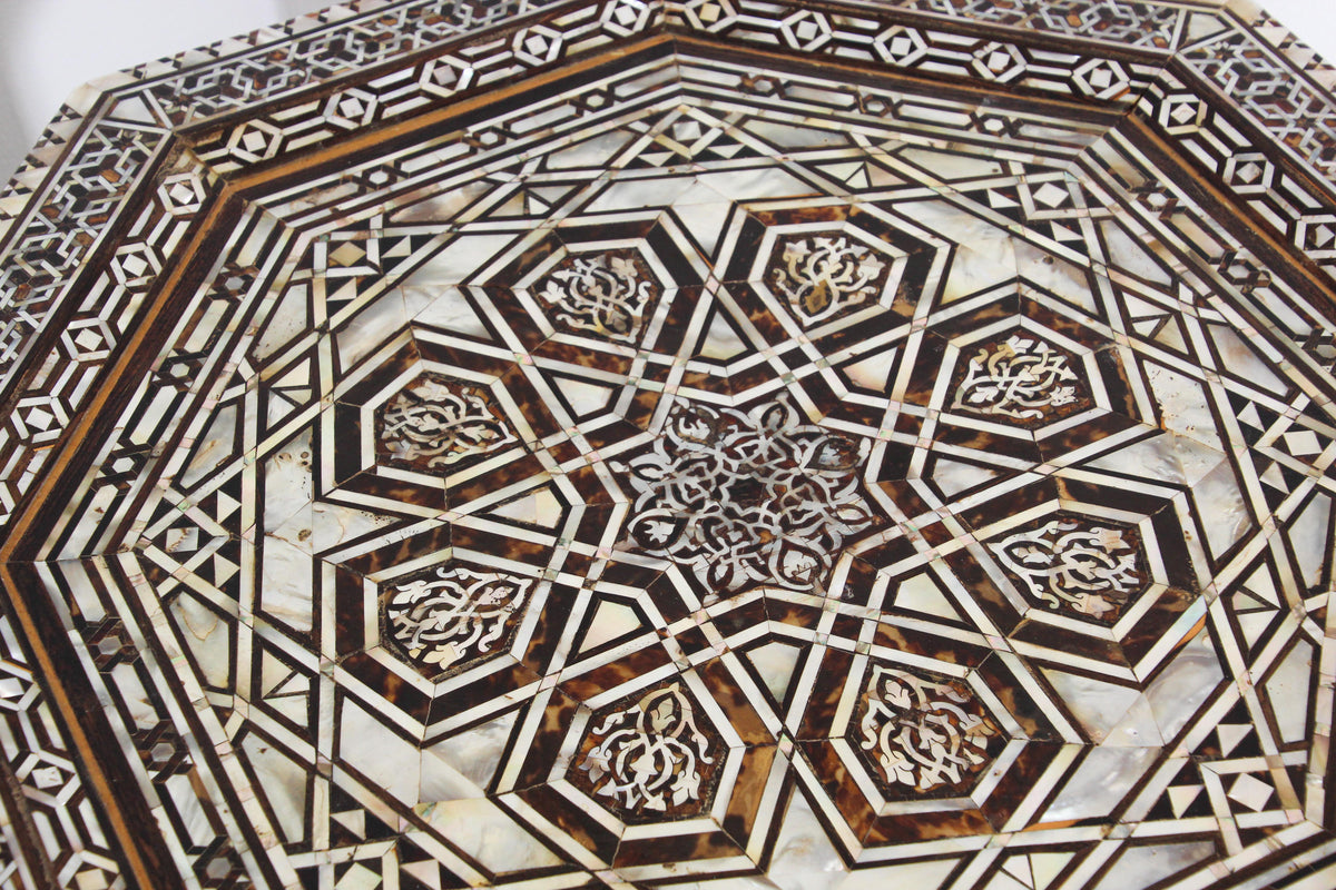Pair of Large Antique Ottoman Moorish Abalone, Mother-of-Pearl and Bone Inlaid
