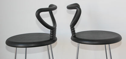 Nobu Tanigawa "Nardis" Black Bar Stools with Back for Fasem Italy, Set of Two — Italy
