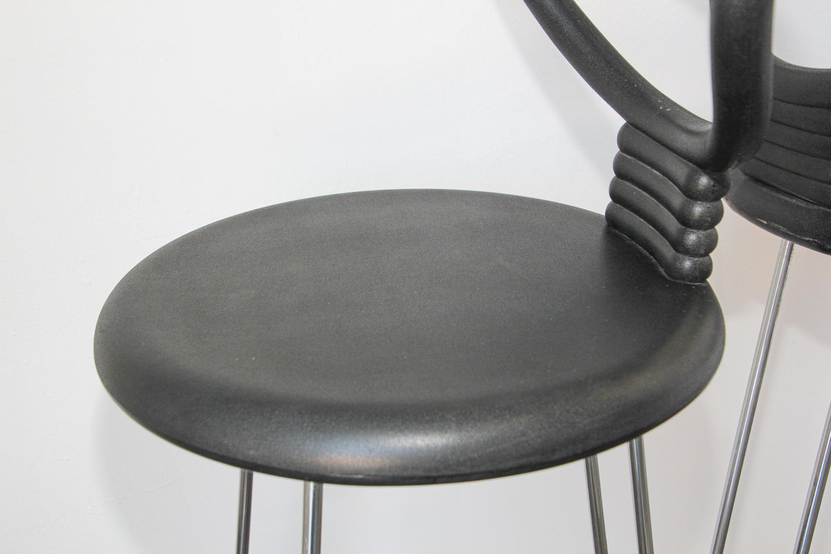 Nobu Tanigawa "Nardis" Black Bar Stools with Back for Fasem Italy, Set of Two — Italy