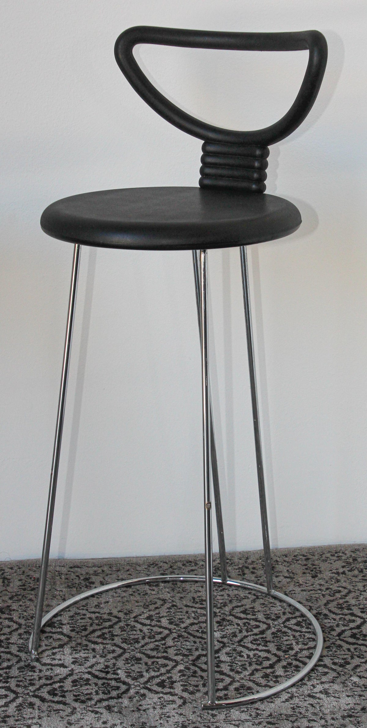Nobu Tanigawa "Nardis" Black Bar Stools with Back for Fasem Italy, Set of Two — Italy