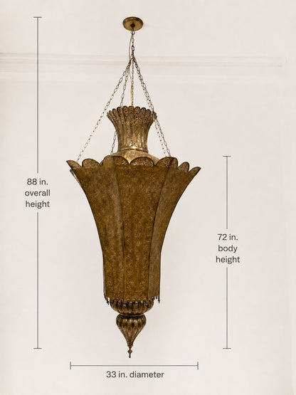 Monumental 88-Inch Moroccan Pierced Brass Chandelier Handcrafted in Marrakech – view 17