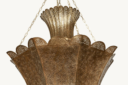 Monumental 88-Inch Moroccan Pierced Brass Chandelier Handcrafted in Marrakech – view 13