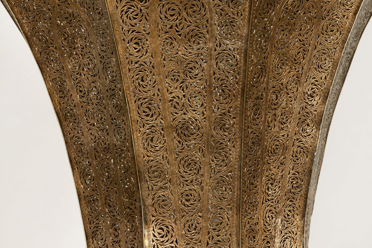 Monumental 88-Inch Moroccan Pierced Brass Chandelier Handcrafted in Marrakech – view 16